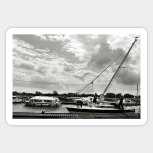 Lowering the Mast at Potter Heigham on the Norfolk Broads, UK Sticker